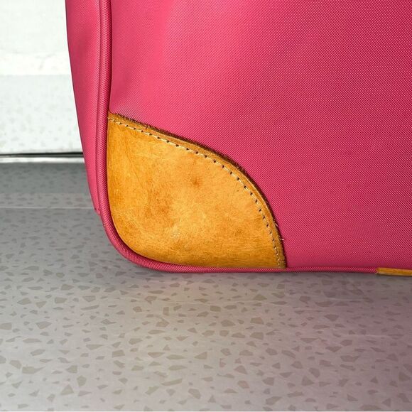 Jon Hart Pink Coated Canvas Genuine Leather Backpack Monogram Initials - Picture 7 of 15